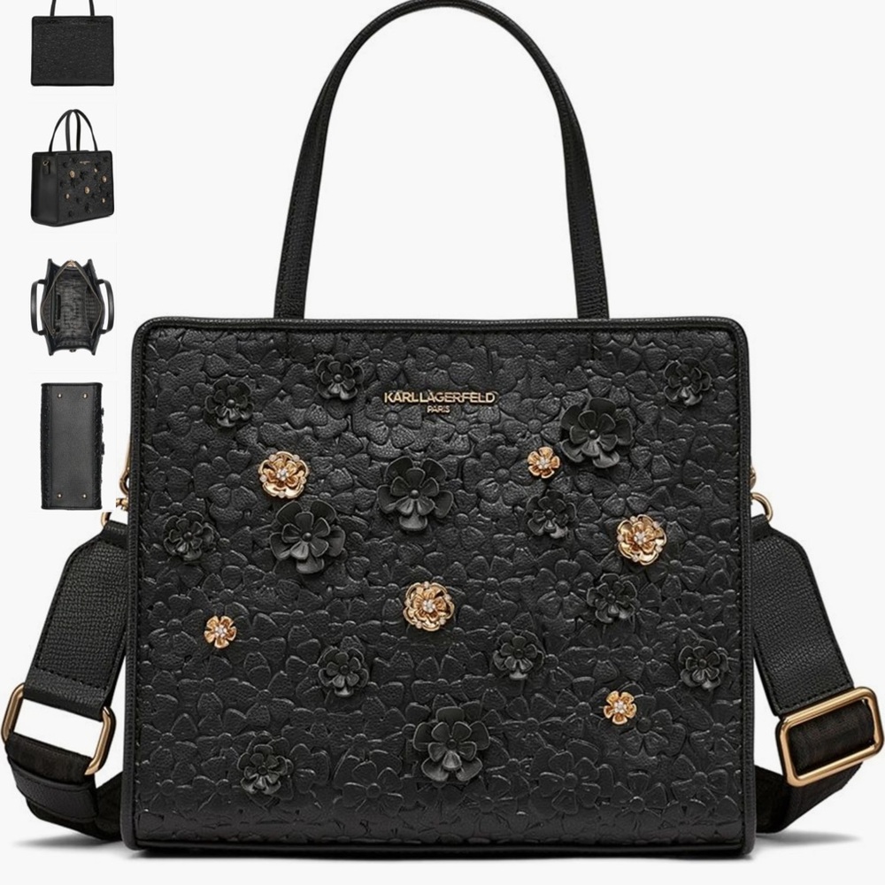 Karl Lagerfeld Black Paris maybelle satchel FLAW